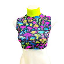 Load image into Gallery viewer, ELECTRIC MUSHROOM | Underboob Mock Neck Crop Top Sleeveless , Women's Festival Top, Rave Top