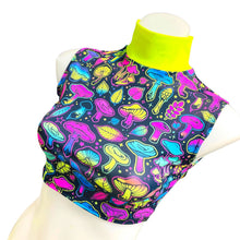 Load image into Gallery viewer, ELECTRIC MUSHROOM | Underboob Mock Neck Crop Top Sleeveless , Women's Festival Top, Rave Top