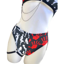 Load image into Gallery viewer, DONT Touch Me | Mismatch Triangle Chain Top + High Waisted High Cut Chain Bottoms with Leg Wrap, Women's Festival Outfit, Rave Set