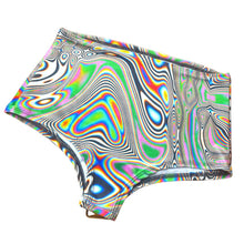 Load image into Gallery viewer, LUCID DREAMS | High Waisted Bottoms Boy Short Cut , Festival Bottoms, Rave Bottoms, Black Rave Outfit