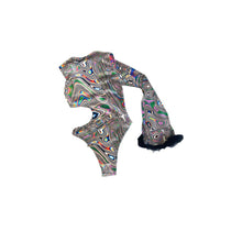Load image into Gallery viewer, LUCID DREAMS | Aria Cut-Out One Shoulder Bell Sleeve Bodysuit | Fluff Sleeve