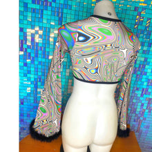 Load image into Gallery viewer, LUCID DREAMS | Front Tie Crop Top with Bell sleeves Women's Festival Top, Rave Top