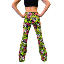 Load image into Gallery viewer, ACID | Cut Out Flare Bell Bottom Pants, Festival Bottoms, Rave Pants, Yoga Pants