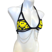 Load image into Gallery viewer, YELLOW SMILES | Chain Cage Top, Festival Top, Rave Top with Chains