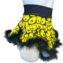 Load image into Gallery viewer, YELLOW SMILES | High Low Circle Skirt, Rave Skirt, Festival Bottom with Fluff Trim