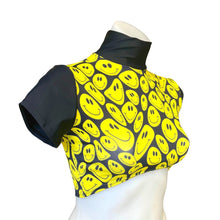 Load image into Gallery viewer, YELLOW SMILES | Underboob Mock Neck Crop Top, Women's Festival Top, Rave Top