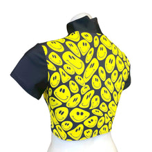 Load image into Gallery viewer, YELLOW SMILES | Underboob Mock Neck Crop Top, Women's Festival Top, Rave Top