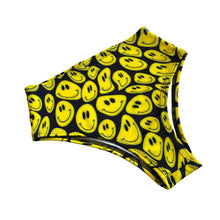 Load image into Gallery viewer, YELLOW SMILES | Regular High Waisted Bottoms, Festival Bottoms, Rave Bottoms, Black Rave Outfit