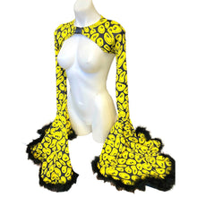 Load image into Gallery viewer, YELLOW SMILE | Cascade Bell Sleeve with Fluff Buckle Top, Women's Festival Top, Rave Top