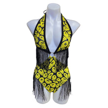 Load image into Gallery viewer, YELLOW SMILES | Leah Bodysuit | Strappy Bodysuit with Black Fringe