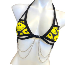 Load image into Gallery viewer, YELLOW SMILES | Chain Cage Top, Festival Top, Rave Top with Chains