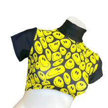 Load image into Gallery viewer, YELLOW SMILES | Underboob Mock Neck Crop Top, Women's Festival Top, Rave Top