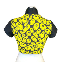 Load image into Gallery viewer, YELLOW SMILES | Underboob Mock Neck Crop Top, Women's Festival Top, Rave Top