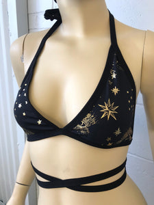 GOLD GODDESS VIBES | Triangle Top, Women's Festival Top, Rave Top