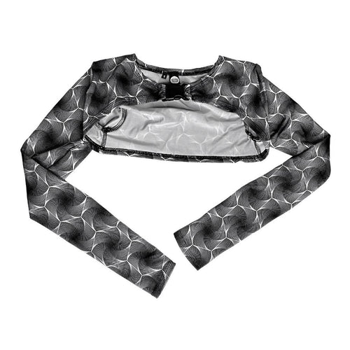 HEXX | Long Sleeve Buckle Top, Women's Festival Top, Rave Top, 2025 Fashion, Cover Up, UV Reactive, Black And White Rave Outfit, Accessory