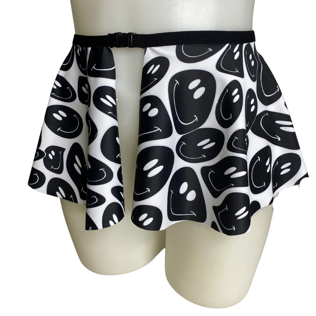 Black White Ultra Mini Buckle Skirt, Rave Skirt, Festival Bottom