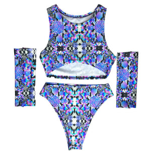 PORTAL PUZZLE | Underboob Sporty Crop Top, Women's Festival Top, Rave Top