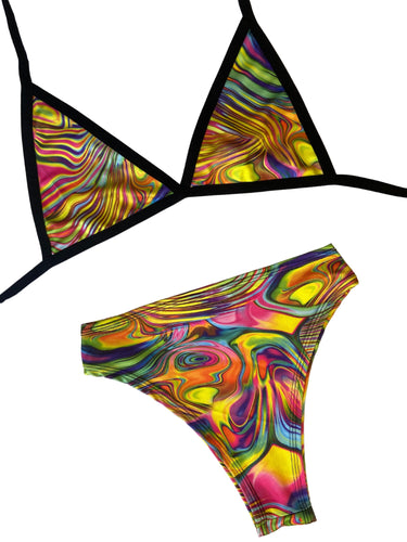 Rainbow Brain | Triangle Top + High Waisted High Cut Bottoms