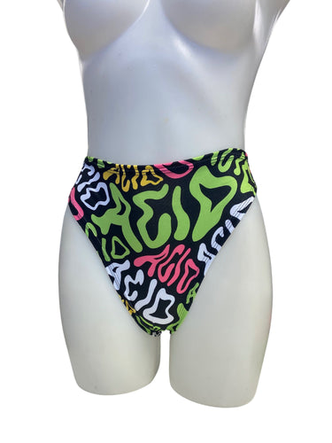 ACID | High Waisted High Cut Bottoms, Festival Bottoms, Rave Bottoms, Black Rave Outfit