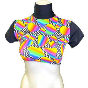 RETRO RAVE | Crop Turtle Neck, Women's Festival Top, Rave Top