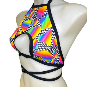 RETRO RAVE | Cut Out Buckle Halter Top, Women's Festival Top, Rave Top