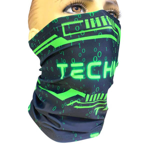 GREEN TECHNO | Dust Mask, Face Mask Rave Mask, Festival Mask, Gaiter