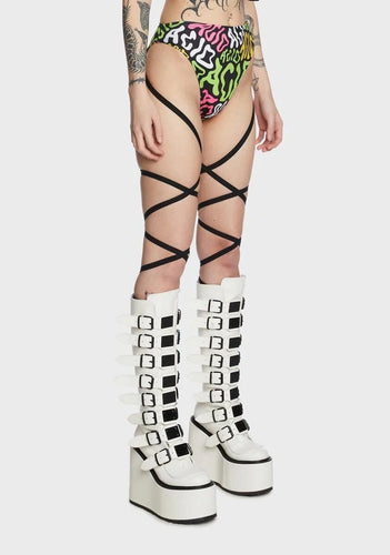 ACID | Double Leg Wrap High Waisted High Cut Bottoms, Festival Bottoms, Rave Bottoms, Black Rave Outfit