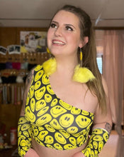Load image into Gallery viewer, YELLOW HAPPY | One Shoulder Top, Women&#39;s Festival Top, Rave Top
