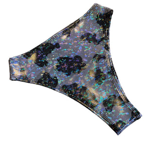 HOLO COW | High Waisted High Cut Bottoms, Festival Bottoms, Rave Bottoms, Cow Print Rave Outfit