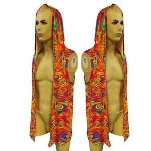 ALL The GLOW | Slim Fit Men's Rave Hooded Tank Top Vest, Festival Shirt