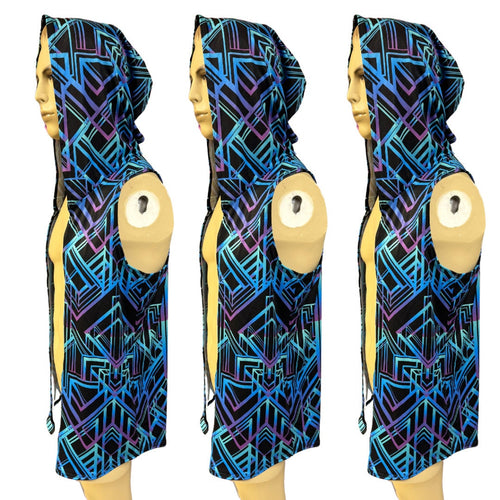ALL NIGHTER | Slim Fit Men's Rave Hooded Tank Top Vest, Festival Shirt