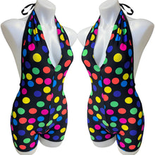 Load image into Gallery viewer, POLKA DOT | Spandex Playsuit | Halter Romper | Festival Outfit | Rave Jumpsuit | Boho |