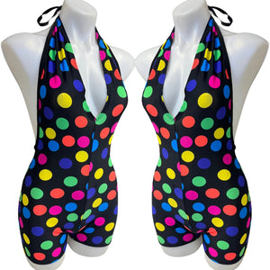 POLKA DOT | Spandex Playsuit | Halter Romper | Festival Outfit | Rave Jumpsuit | Boho |