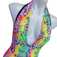 Load image into Gallery viewer, RAINBOW FLOWER | Spandex Playsuit | Halter Romper | Festival Outfit | Rave Jumpsuit | Boho |