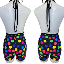 Load image into Gallery viewer, POLKA DOT | Spandex Playsuit | Halter Romper | Festival Outfit | Rave Jumpsuit | Boho |