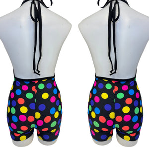 POLKA DOT | Spandex Playsuit | Halter Romper | Festival Outfit | Rave Jumpsuit | Boho |