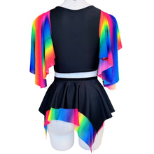 Load image into Gallery viewer, RAINBOW PRIDE | Underboob Sporty Crop Top, Women&#39;s Festival Top, Rave Top Mesh Rainbow Butterfly sleeves