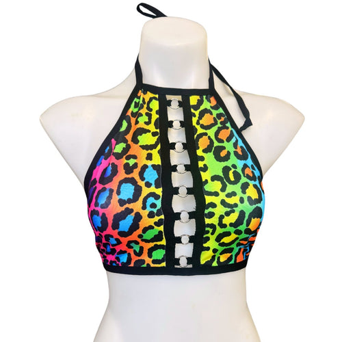 RAINBOW KITTY  | Keyhole Halter Top, Festival Top, Rave Top