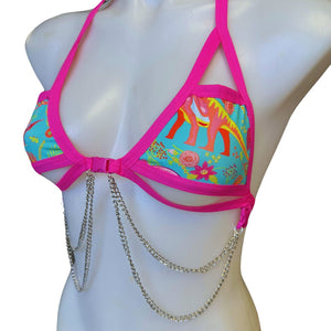 PASTEL PREHISTORIC | Chain Cage Top, Festival Top, Rave Top with Chains