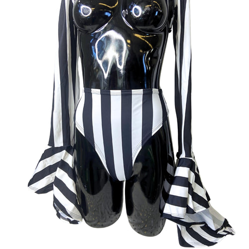 GRAVE DIGGER | High Waisted High Cut Bottoms, Festival Bottoms, Rave Bottoms, Black Rave Outfit, Beetlejuice, Rave Bikini Bottoms