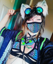 Load image into Gallery viewer, SLITHER | REFLECTIVE | Chain Cage Top, Festival Top, Rave Top with Chains