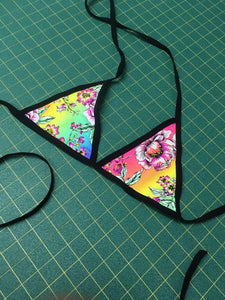 RAINBOW FLOWER | Triangle Top, Women's Festival Top, Rave Top