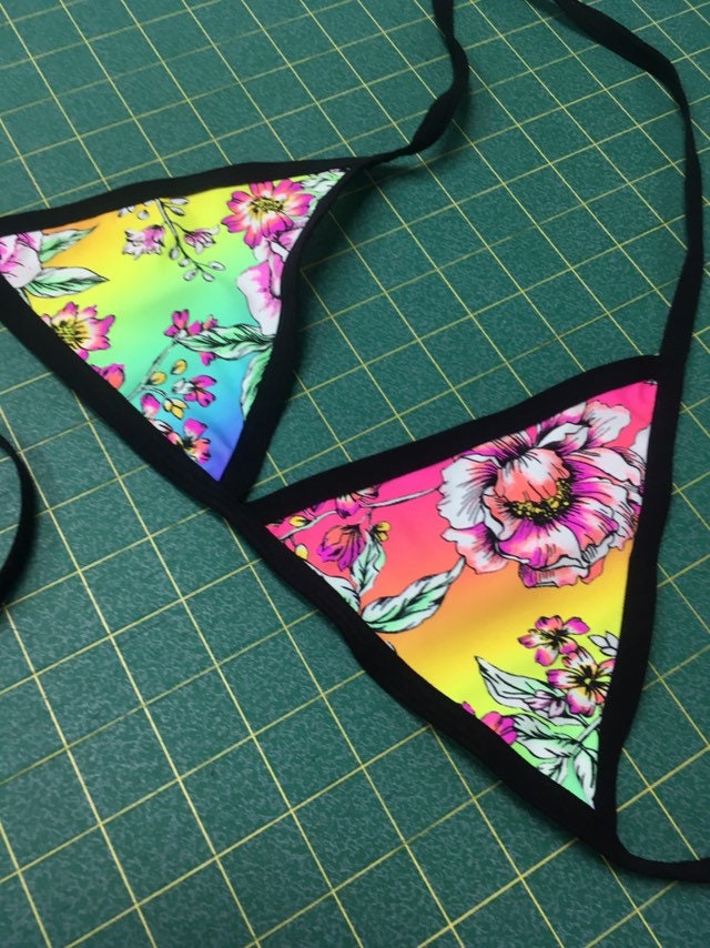 RAINBOW FLOWER | Triangle Top, Women's Festival Top, Rave Top