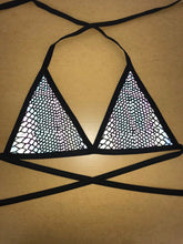 Load image into Gallery viewer, SLITHER | REFLECTIVE | Triangle Top, Women&#39;s Festival Top, Rave Top