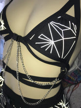 Load image into Gallery viewer, REFRACTION | REFLECTIVE | Chain Cage Top, Festival Top, Rave Top with Chains