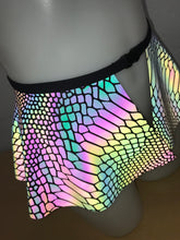 Load image into Gallery viewer, SLITHER | REFLECTIVE | Ultra Mini Buckle Skirt, Rave Skirt, Festival Bottom