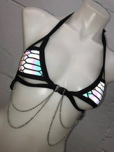 Load image into Gallery viewer, SLITHER | REFLECTIVE | Chain Cage Top, Festival Top, Rave Top with Chains