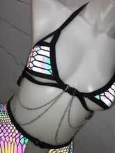 Load image into Gallery viewer, SLITHER | REFLECTIVE | Chain Cage Top, Festival Top, Rave Top with Chains