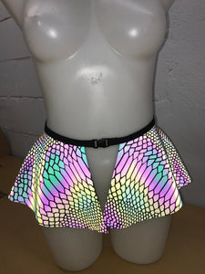 SLITHER | REFLECTIVE | Ultra Mini Buckle Skirt, Rave Skirt, Festival Bottom