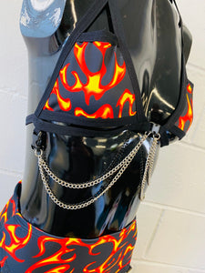 THAT'S HOT | Chain Cage Top + High Waisted High Cut Chain Bottoms + Face Mask + Gloves, Women's Festival Outfit, Rave Set